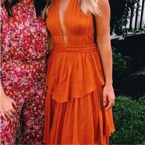 Free People Elegant Orange Halter Dress